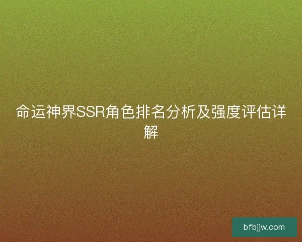命运神界SSR角色排名分析及强度评估详解